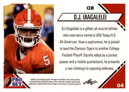 D.J. Uiagalelei football card from 2021 Pro Set College Football with original gloss