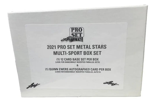 White box of 2021 Pro Set Metal Stars Multi-Sport Box Set display details