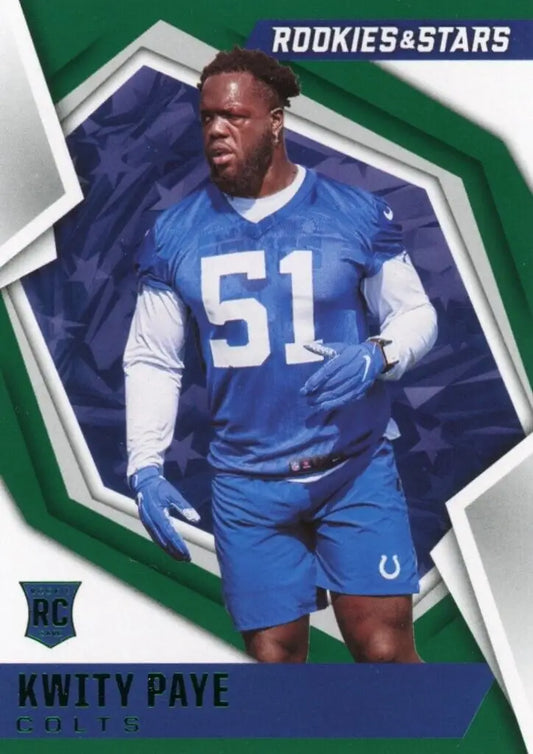 Kwity Paye rookie green Indianapolis Colts football card from 2021 Rookies & Stars