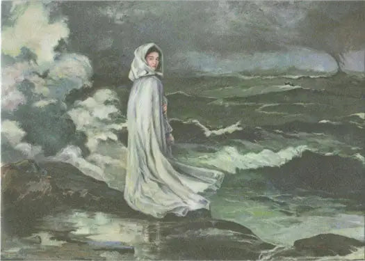 Woman in a flowing white cloak on a rocky shore for 2021 Star Trek Picard Case Topper Card