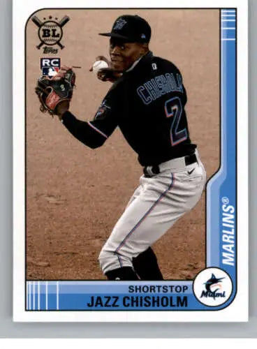 Baseball card featuring 2021 Topps Big League Jazz Chisholm NM-MT RC Rookie Marlins