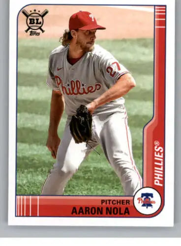 2021 Topps Big League #68 Aaron Nola baseball card with original gloss, NM-MT condition