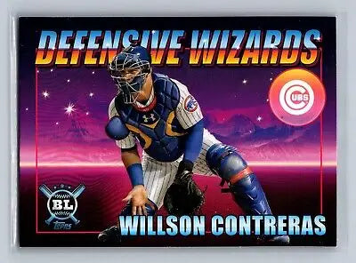 Willson Contreras baseball card from 2021 Topps Big League Defensive Wizards series