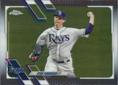 Tampa Bay Rays pitcher Ryan Yarbrough delivers in 2021 Topps Chrome Baseball Card