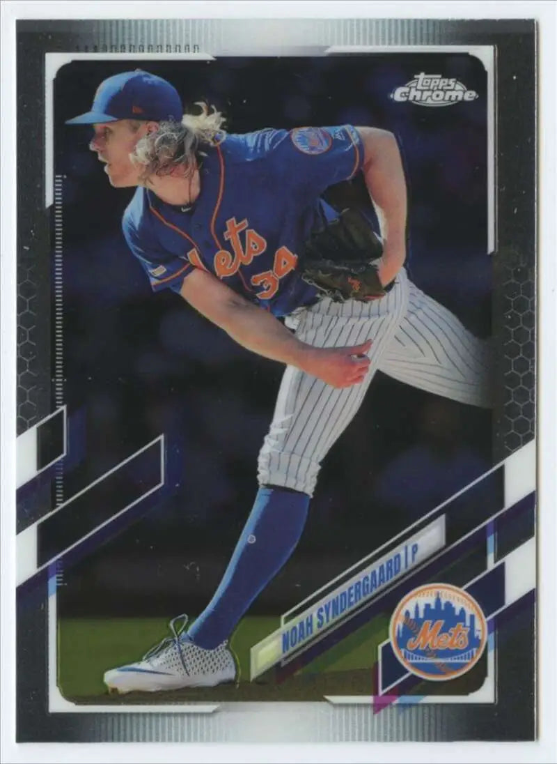 Noah Syndergaard pitching in New York Mets uniform on 2021 baseball card