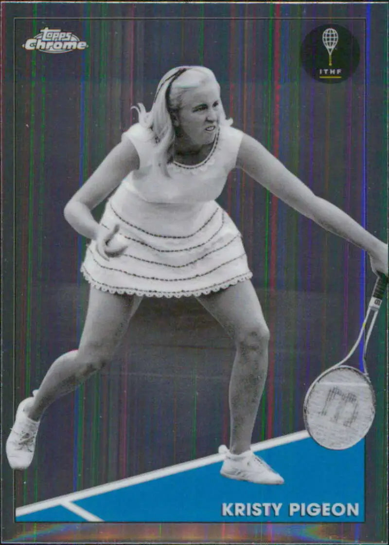 Kristy Pigeon lunges with racquet in Topps Chrome tennis card image