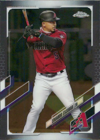 Chrome finish baseball card of Eduardo Escobar from Arizona Diamondbacks in batting stance