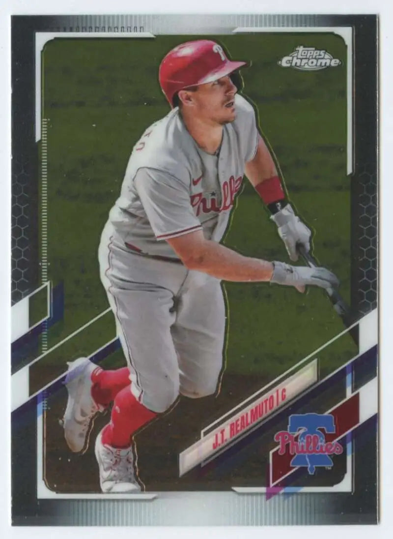 Chrome-finish Topps Chrome baseball card of J.T. Realmuto from Philadelphia Phillies