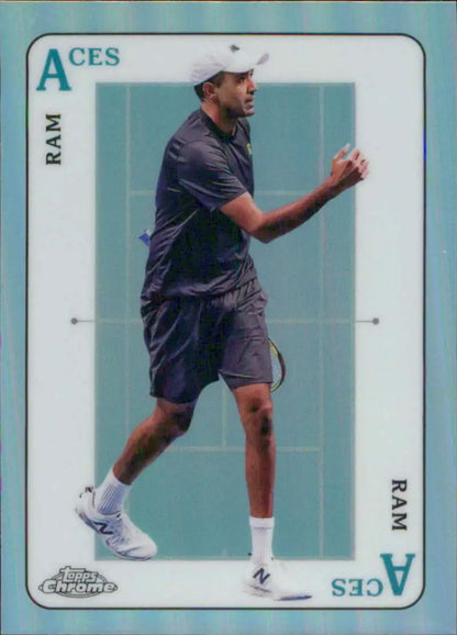 Baseball trading card featuring Rajeev Ram in navy athletic wear for Topps Chrome Aces