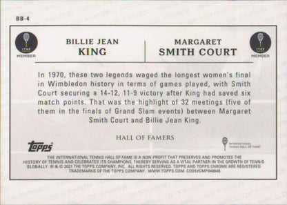 Trading card featuring Billie Jean King and Margaret Smith Court from 1970 Wimbledon