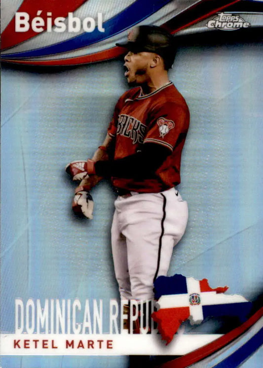 Ketel Marte in Arizona Diamondbacks uniform with Dominican Republic flag design on baseball card