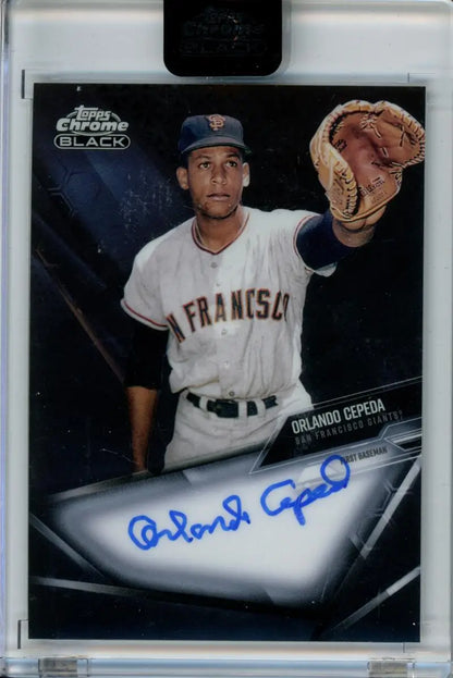 San Francisco Giants Orlando Cepeda autographed baseball card in white uniform