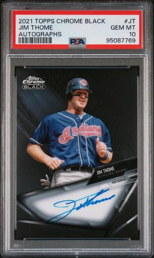 PSA 10 Jim Thome Autographed Topps Chrome Black Baseball Card Cleveland Indians