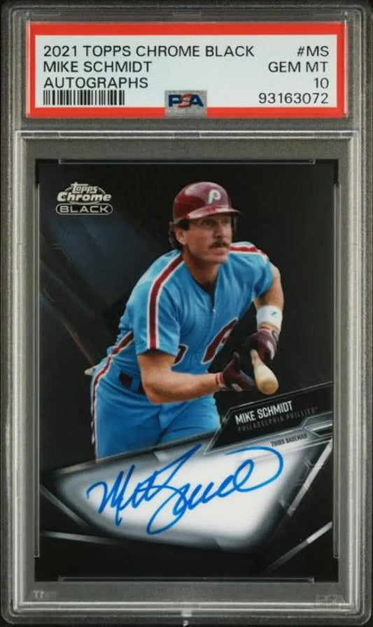 PSA 10 GEM MINT 2021 Topps Chrome Black Mike Schmidt Autographed Baseball Card Phillies