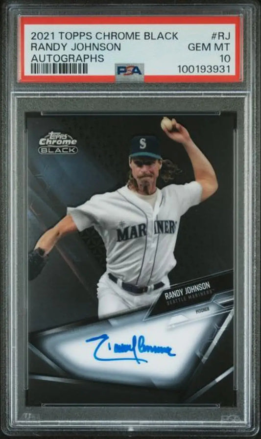 2021 Topps Chrome Black #CBA-RJ Randy Johnson PSA 10 GEM MINT Auto Seattle Mariners Baseball Card Image 1