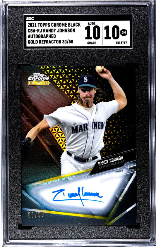 Graded Topps Chrome Black Refractor Gold Randy Johnson Autograph Seattle Mariners Card