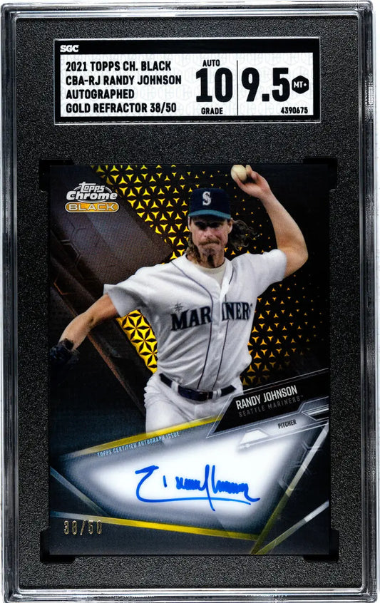 Graded 2021 Topps Chrome Black Refractor Gold Randy Johnson Seattle Mariners Autograph Card