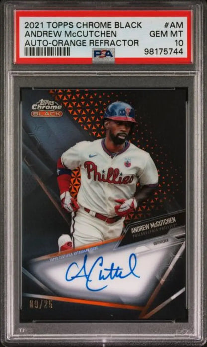 PSA 10 Andrew McCutchen Black Refractor Orange Autograph Philadelphia Phillies Card