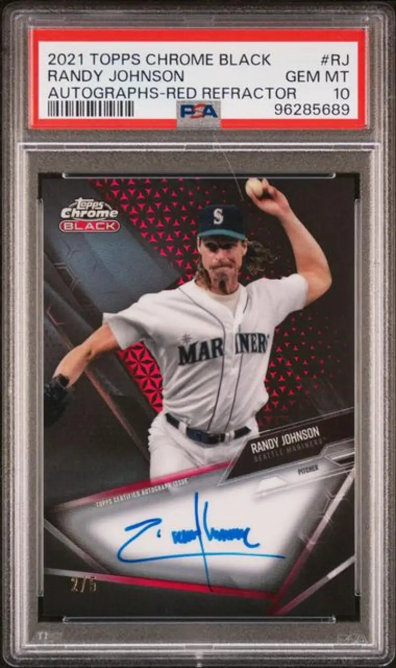 PSA 10 GEM MINT Randy Johnson Autographed Red Refractor Seattle Mariners Baseball Card