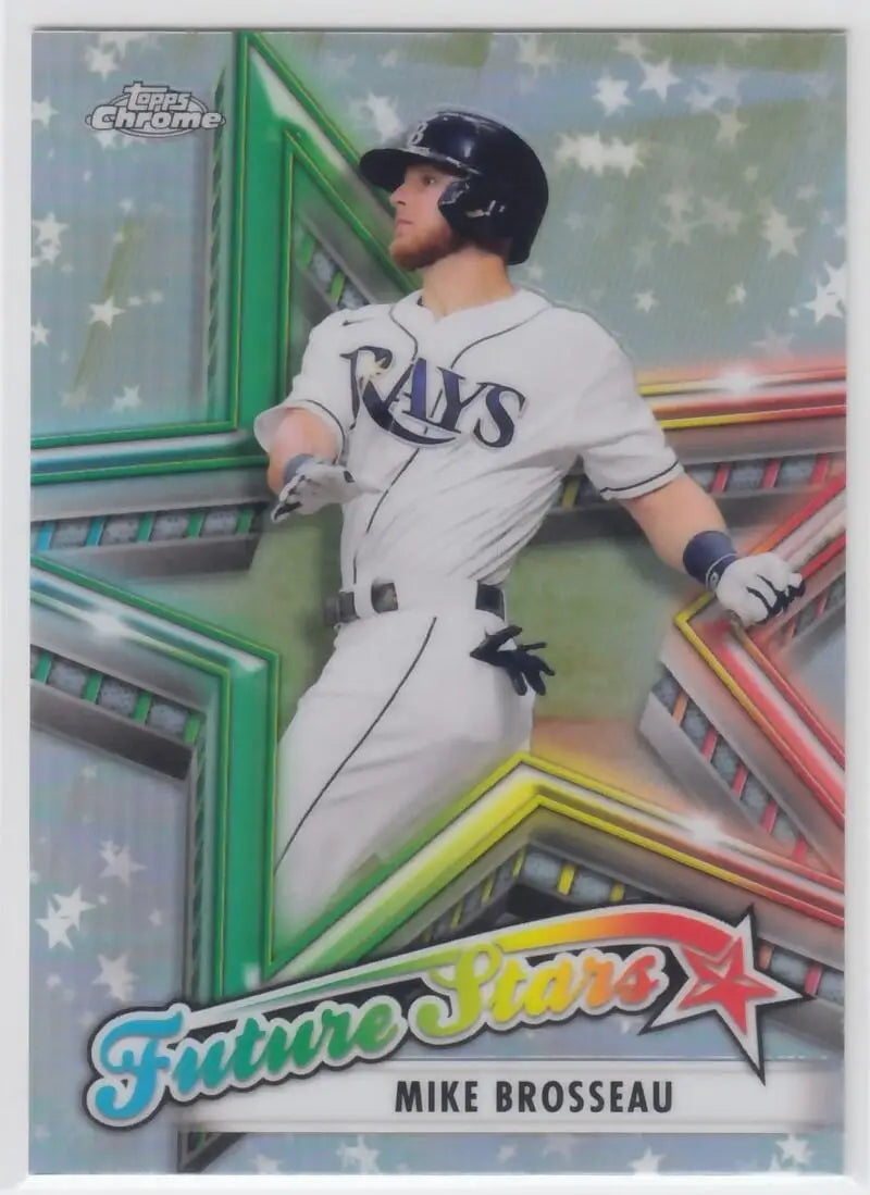 Mike Brosseau Tampa Bay Rays Future Stars Refractor baseball card in white uniform