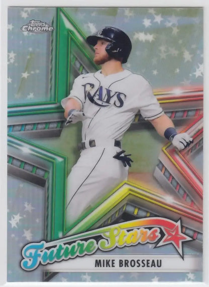 Mike Brosseau Tampa Bay Rays Future Stars Refractor baseball card in white uniform