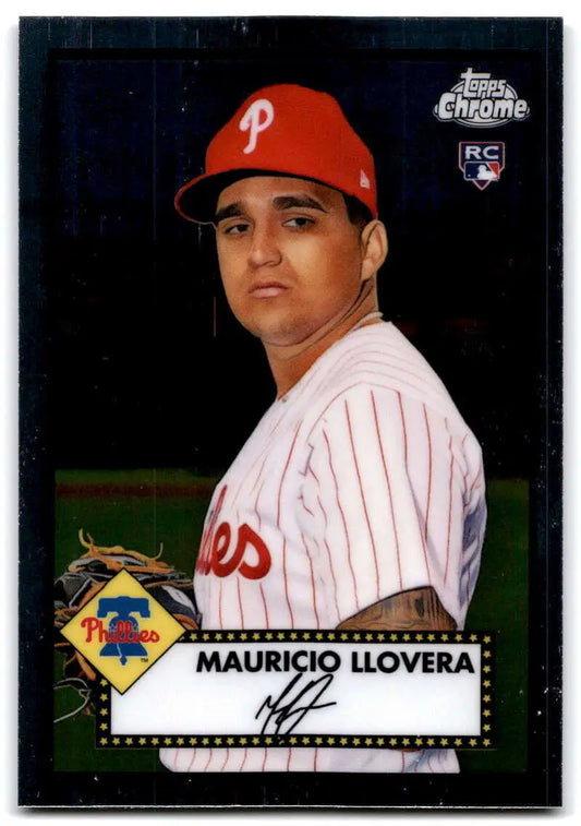 Baseball card of Mauricio Llovera in Philadelphia Phillies pinstripe uniform