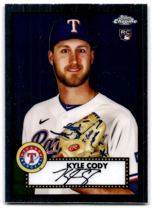 2021 Topps Chrome Platinum Kyle Cody Texas Rangers Rookie Card in white uniform