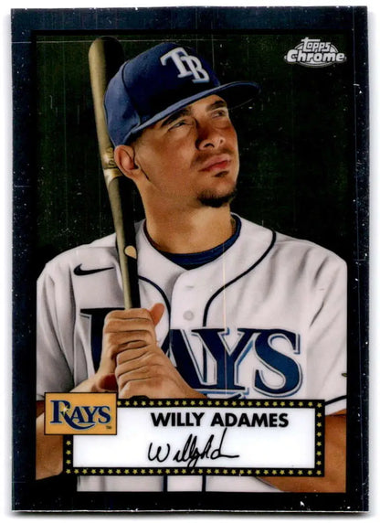 Baseball card of Willy Adames in Tampa Bay Rays home jersey, Topps Chrome Platinum