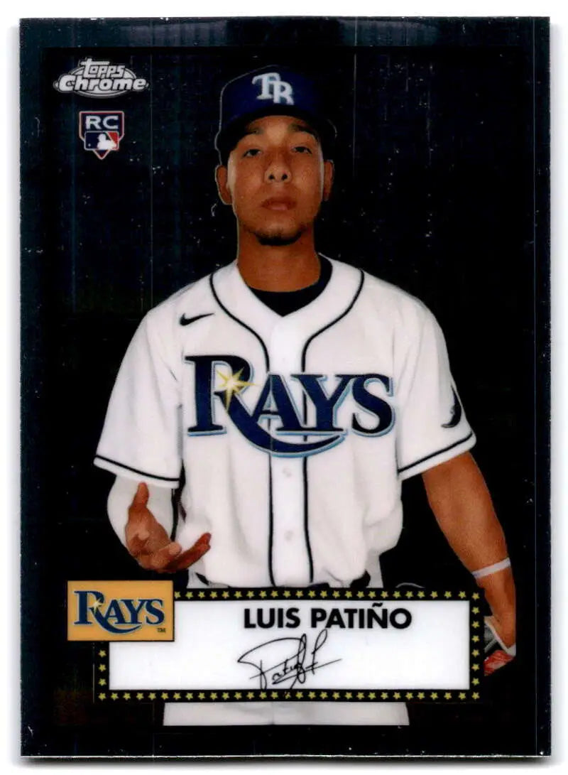 Tampa Bay Rays Luis Patino Platinum Anniversary rookie baseball card in home jersey