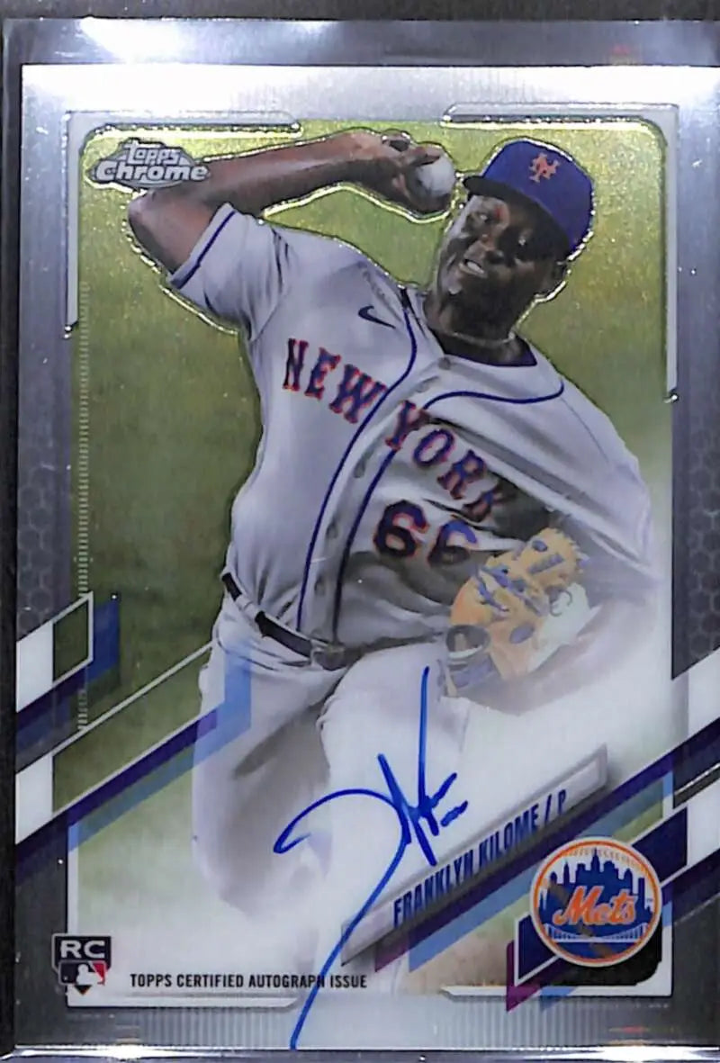 Signed Franklyn Kilome Rookie Auto Baseball Card featuring New York Mets pitcher