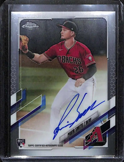 Arizona Diamondbacks Pavin Smith Rookie Auto baseball card in red jersey