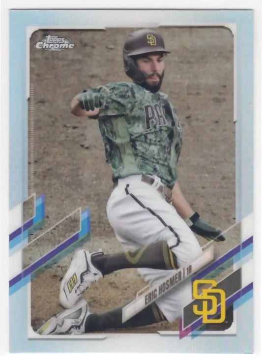 Baseball player in San Diego Padres uniform pitching on Eric Hosmer card