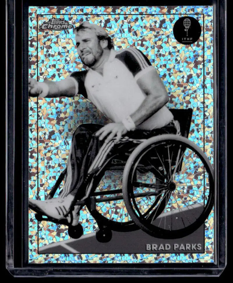 Black and white Brad Parks Mini Diamond trading card on a sparkly holographic background