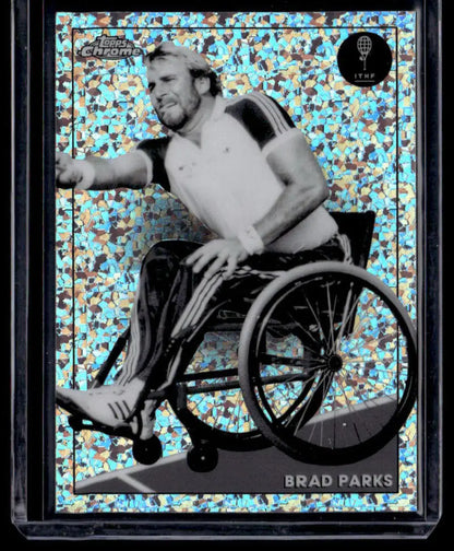 Black and white Brad Parks Mini Diamond trading card on a sparkly holographic background