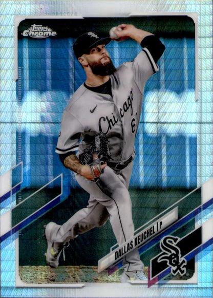 Dallas Keuchel pitching in a Chicago White Sox uniform on a baseball card