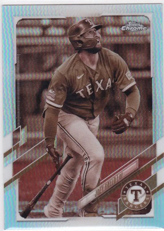 Joey Gallo Texas Rangers player batting on 2021 Topps Chrome Sepia parallel card