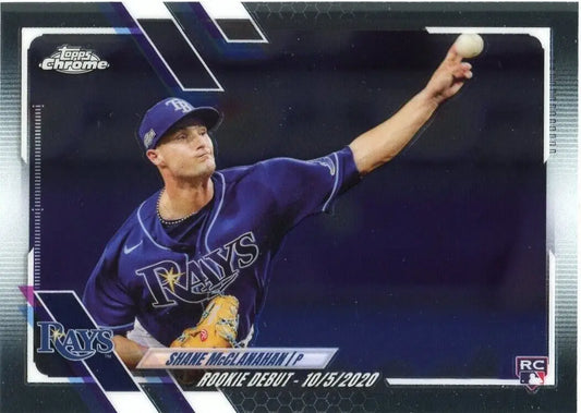 Shane McClanahan Rookie Baseball Card from 2021 Topps Chrome Update Tampa Bay Rays