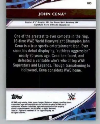 John Cena trading card from 2021 Topps Finest with original gloss finish