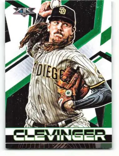 Baseball card of Mike Clevinger, original gloss, 2021 Topps Fire #164, Padres