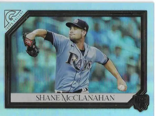 Baseball card of Shane McClanahan featuring Topps Gallery Rainbow Foil design