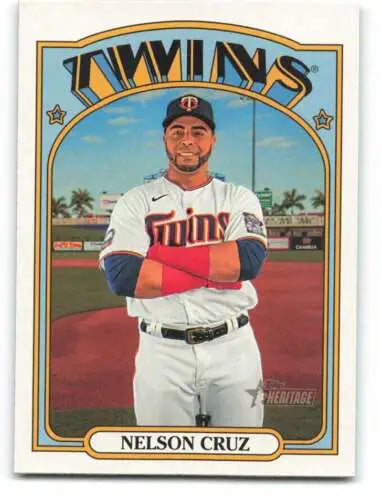 Nelson Cruz baseball card from 2021 Topps Heritage #307 with original gloss finish