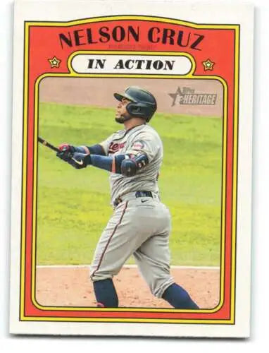 Nelson Cruz baseball card from 2021 Topps Heritage #308 with original gloss