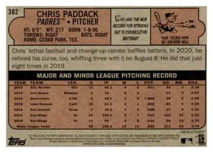 2021 Topps Heritage #382 Chris Paddack NM-MT Padres original gloss baseball card