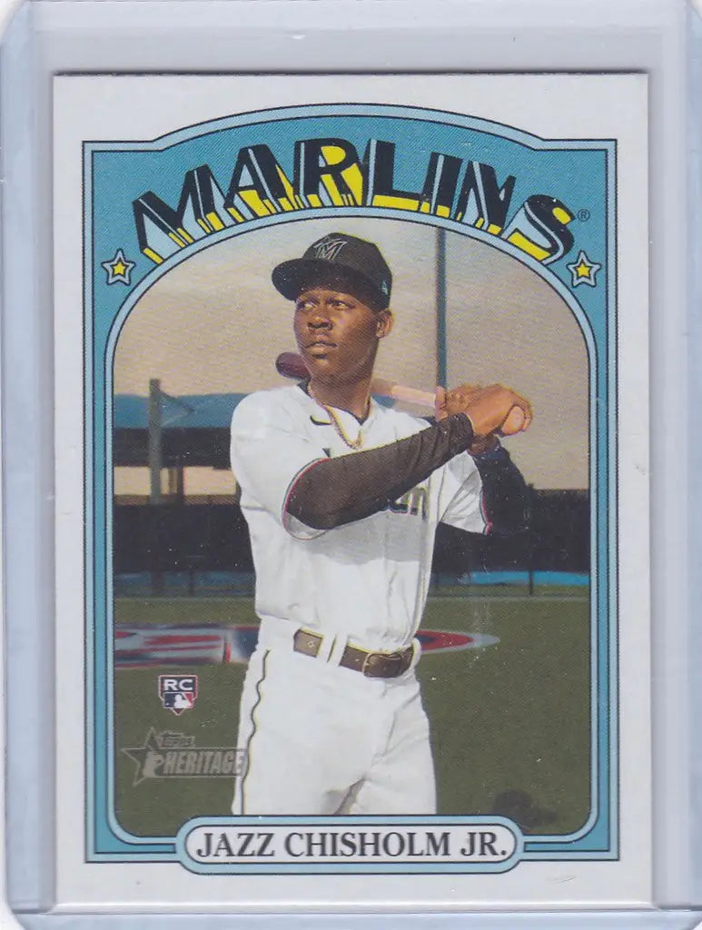 2021 Topps Heritage #665 Jazz Chisholm Jr. Rookie Card Miami Marlins display image