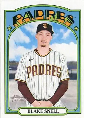 Blake Snell baseball card from 2021 Topps Heritage High Number San Diego Padres #669