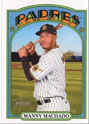 Manny Machado baseball card from 2021 Topps Heritage High Number #566 San Diego Padres