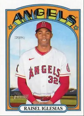 Raisel Iglesias 2021 Topps Heritage High Number baseball card Los Angeles Angels #552