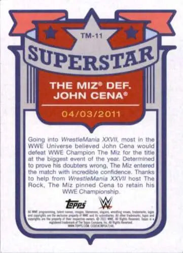 2021 Topps Heritage Superstar Tribute The Miz card featuring original gloss NM-M condition