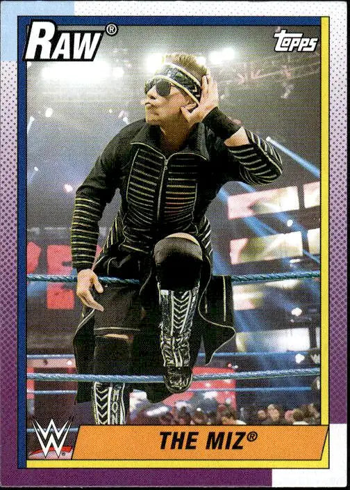 WWE trading card of The Miz in black attire, part of Topps Heritage WWE collection