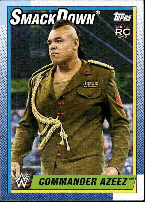 WWE trading card of Commander Azeez in military dress uniform from Topps Heritage WWE